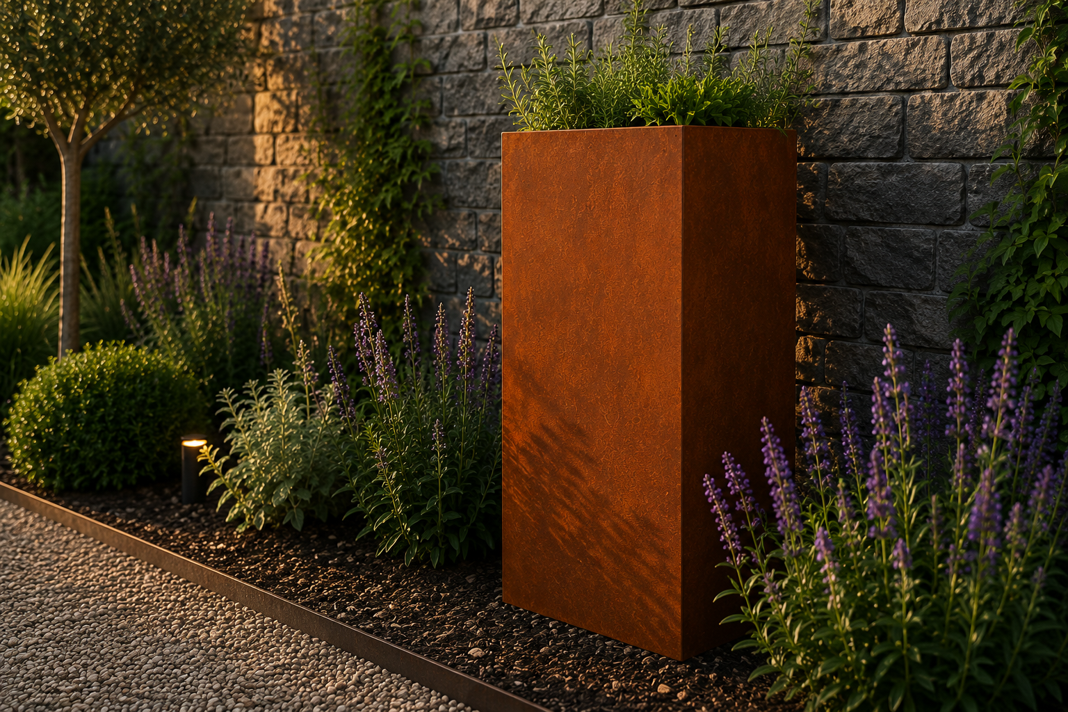 Jardiniere rectangulaire steel corten france auvergne clermont ferrand produit