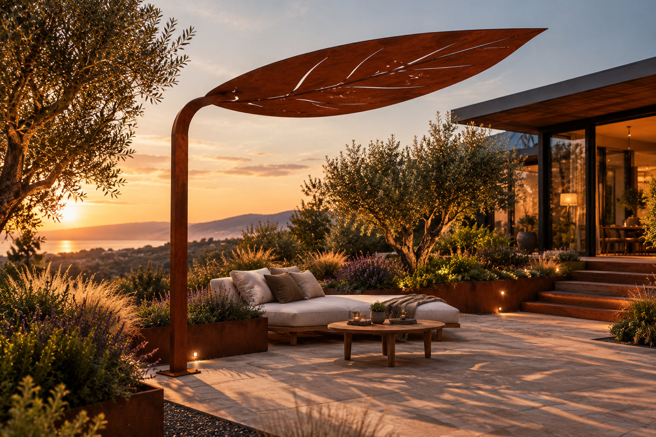 Parasol feuille unique steel corten france auvergne clermont ferrand produit