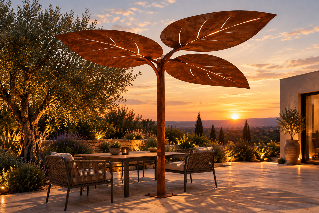Parasol trois feuilles steel corten france auvergne clermont ferrand produit